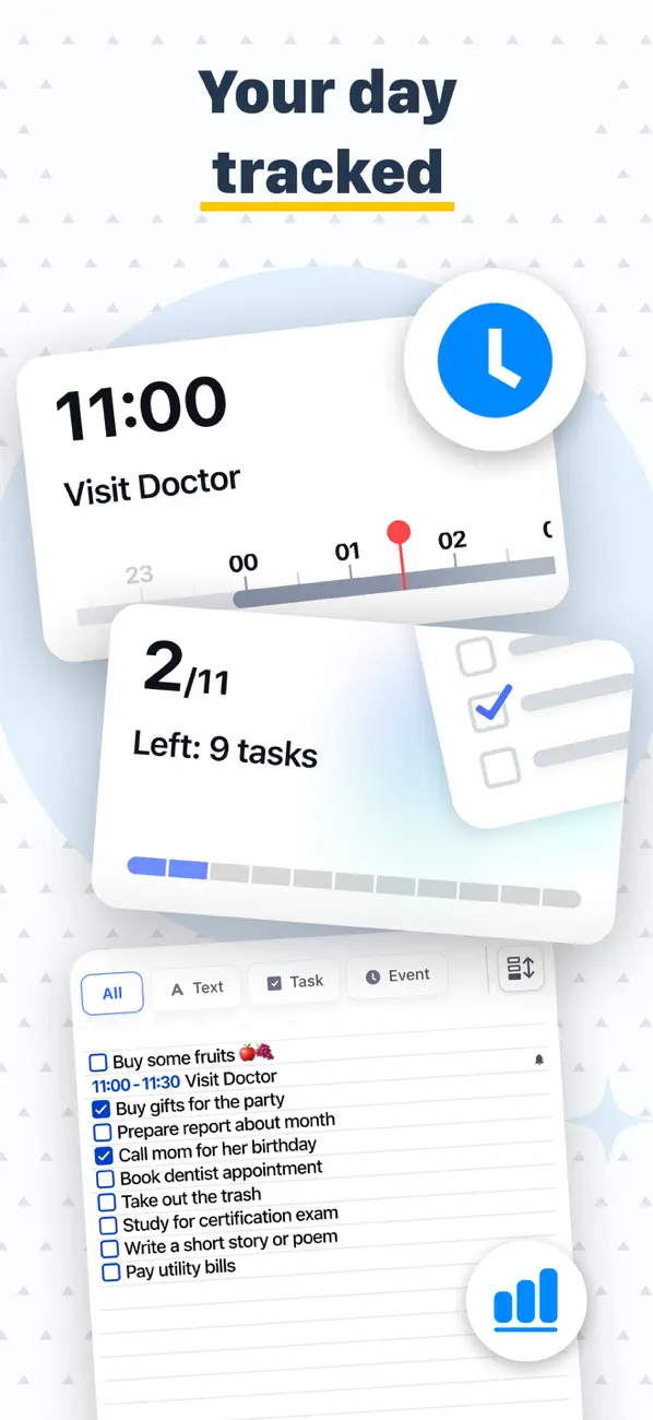 Planner reminder screen with calendar tasks